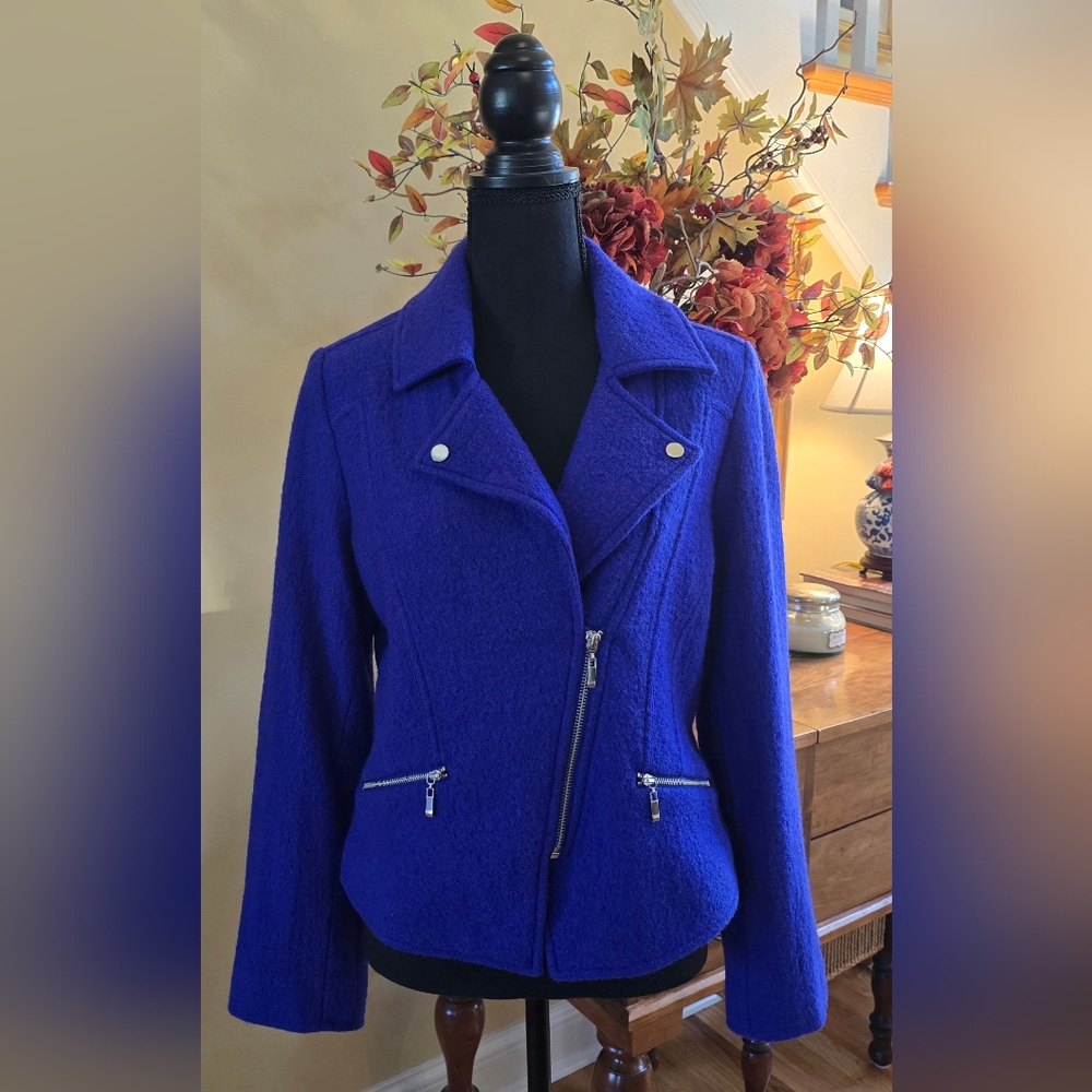 CHICO’S Wool Blazer Luxurious Royal Blue Sz Medium 8/10 (Sz 1)